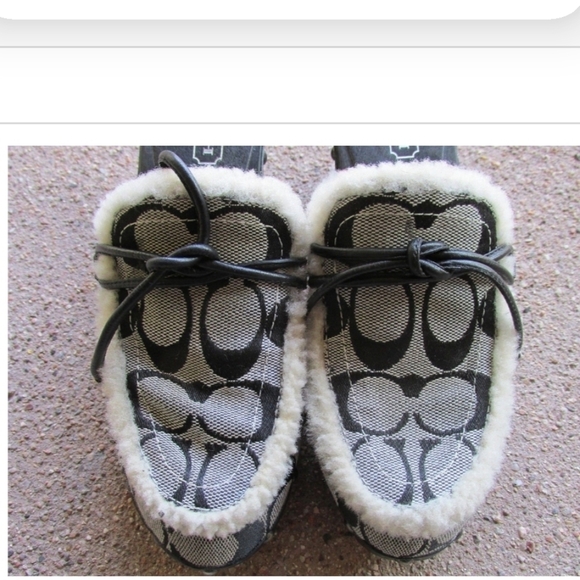 AUTHENTIC VINTAGE COACH SIGNATURE C & FUR MULE CLOGS SHOES SIZE 8 - Picture 3 of 7